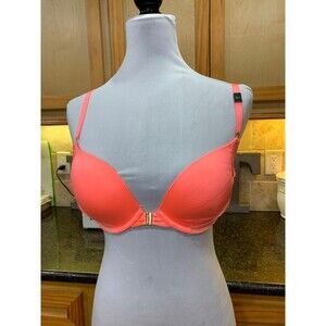 Victoria’s Secret Very Sexy Push-Up Front Closure Bra 32DD Bright Orange NWT